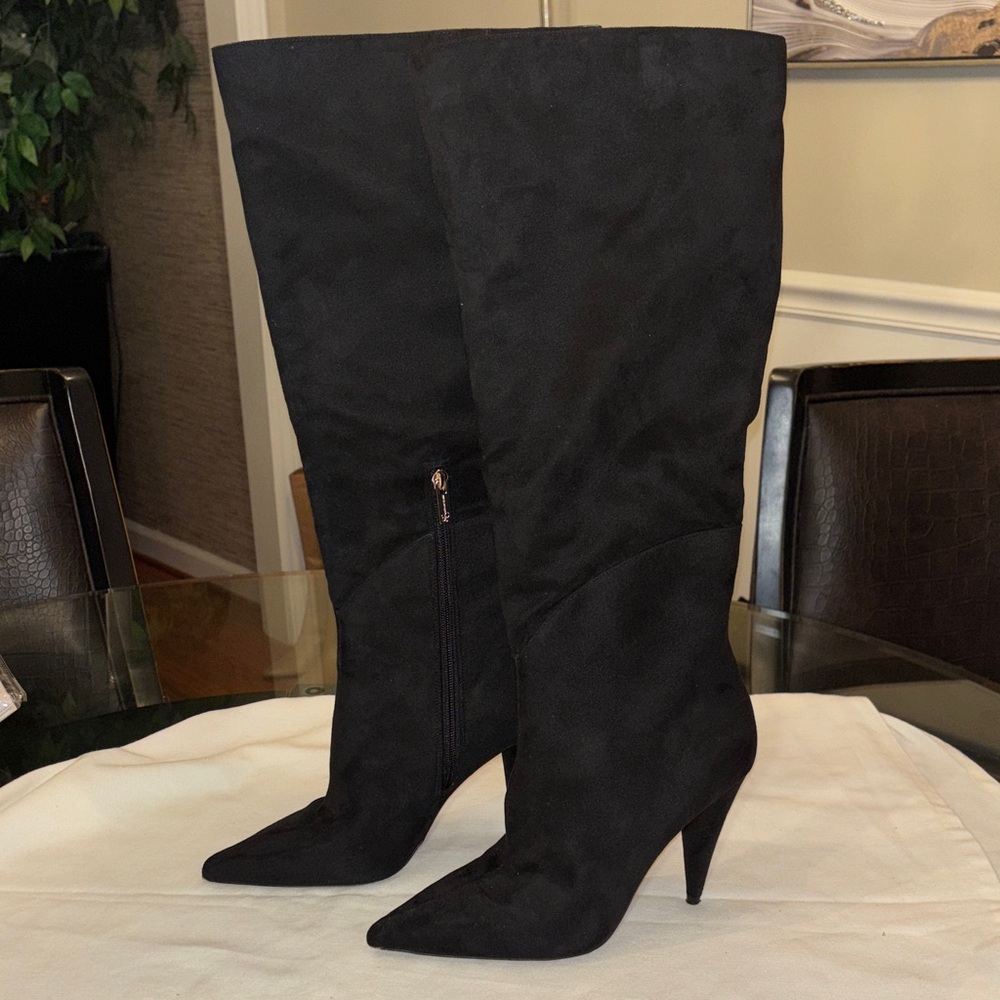 Jessica Simpson Wide Calf Black Suede Over-the-Knee Boots - Picture 2 of 6